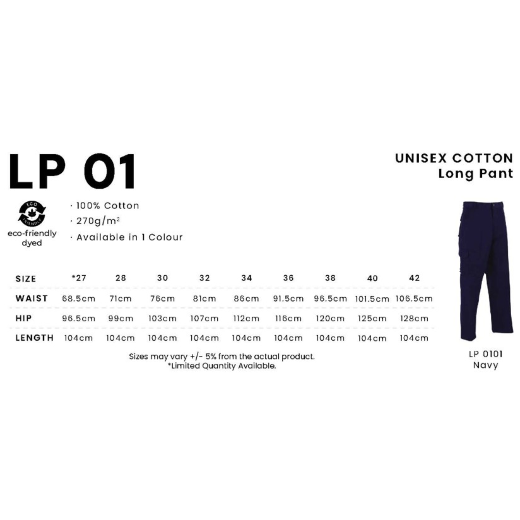 LP 01 UNISEX COTTON Long Pant