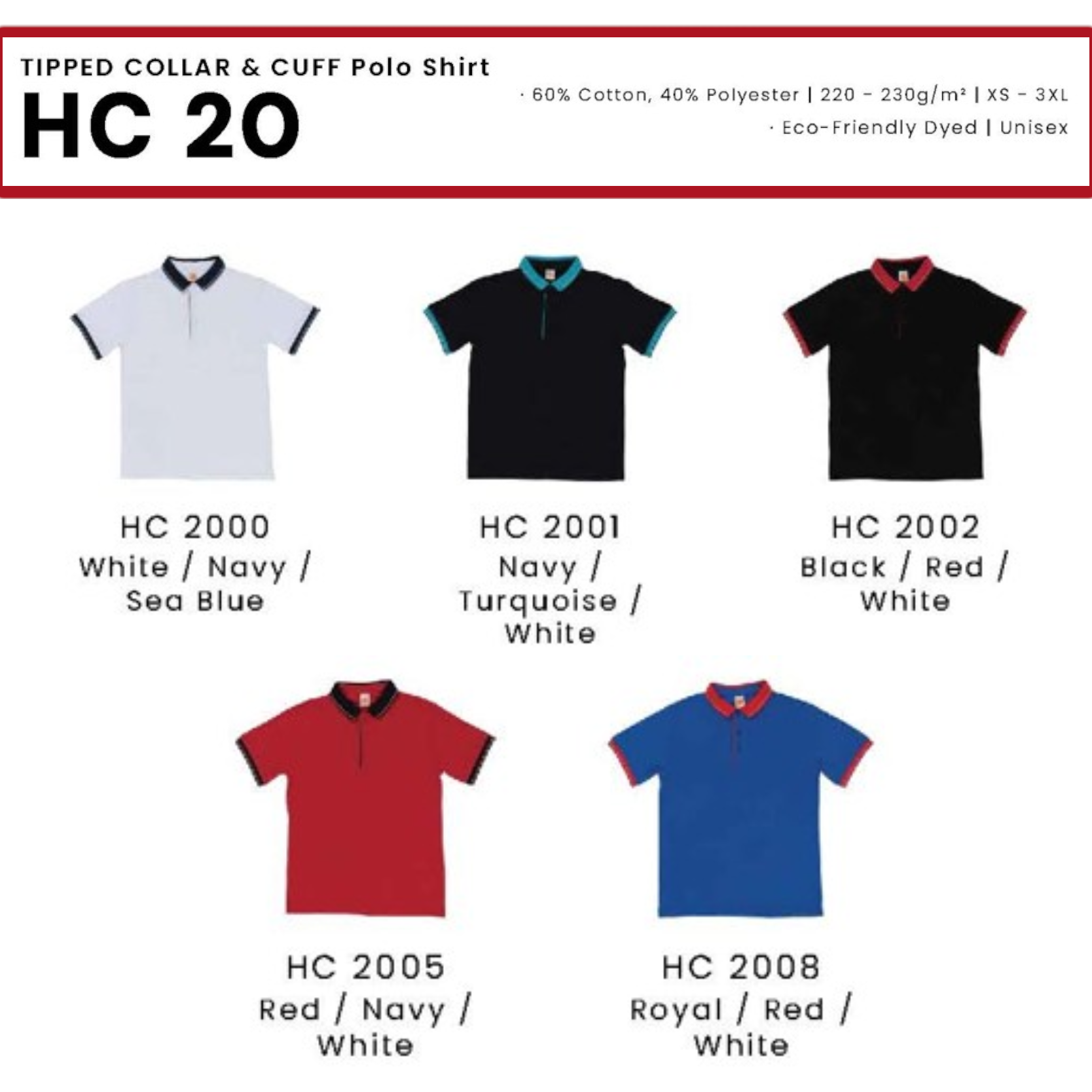 HC 20 TIPPED COLLAR & CUFF Polo Shirt