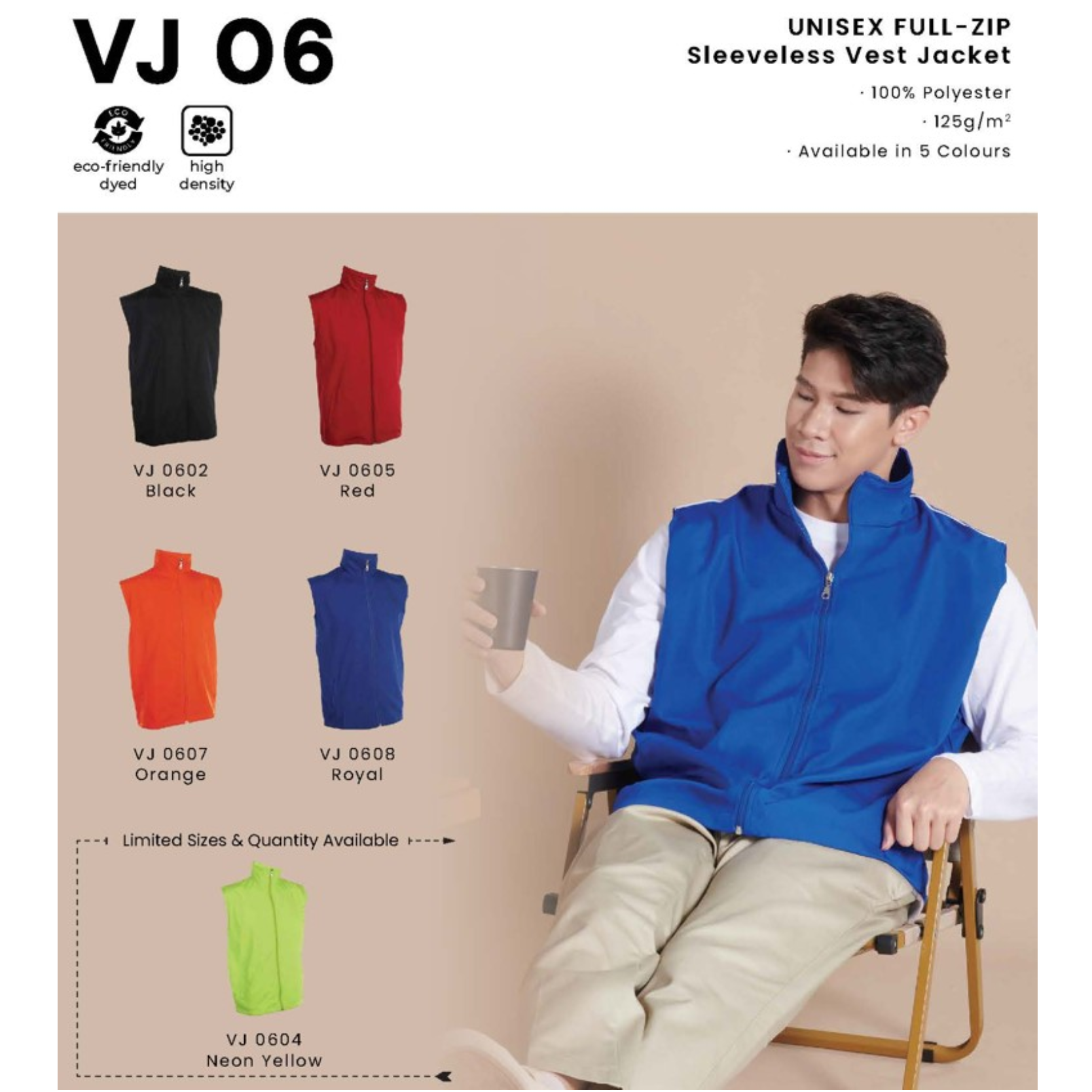 VJ 06 UNISEX FULL-ZIP Sleeveless Vest Jacket
