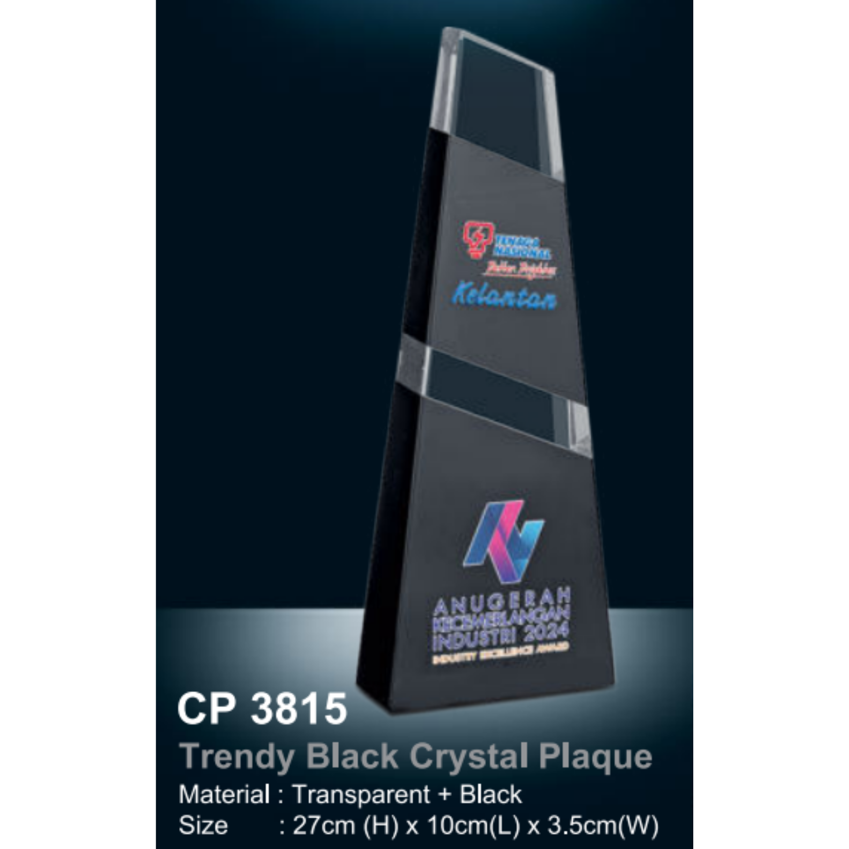 Trendy Black Crystal Plaque