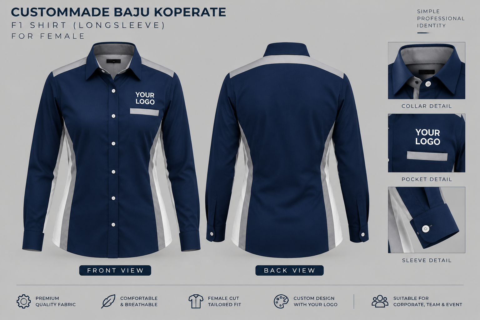 CUSTOMMADE BAJU KOPERATE (LONGSLEEVE)