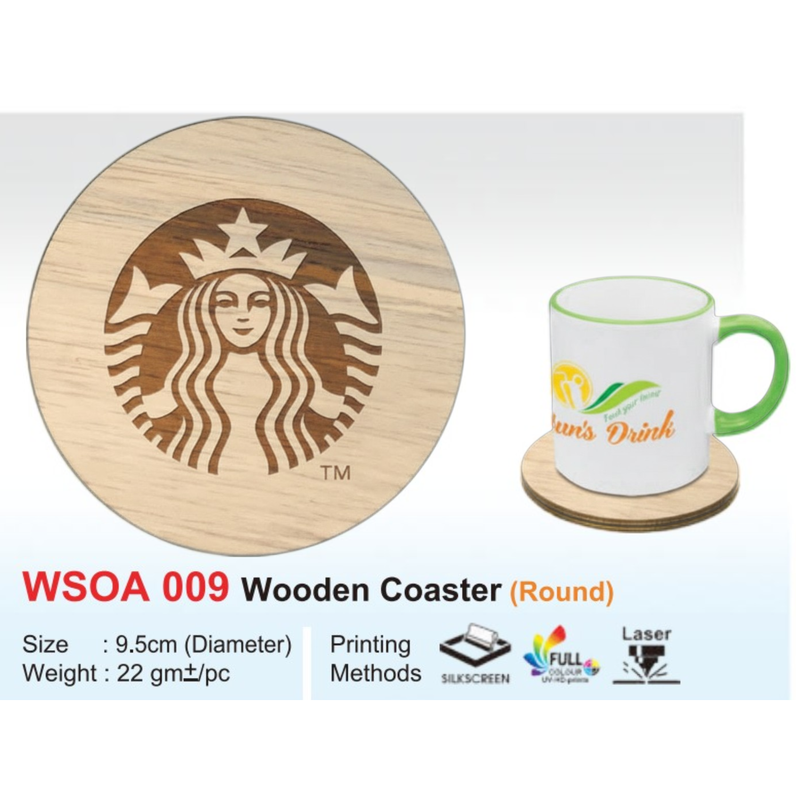 WSOA 009 Wooden Coaster