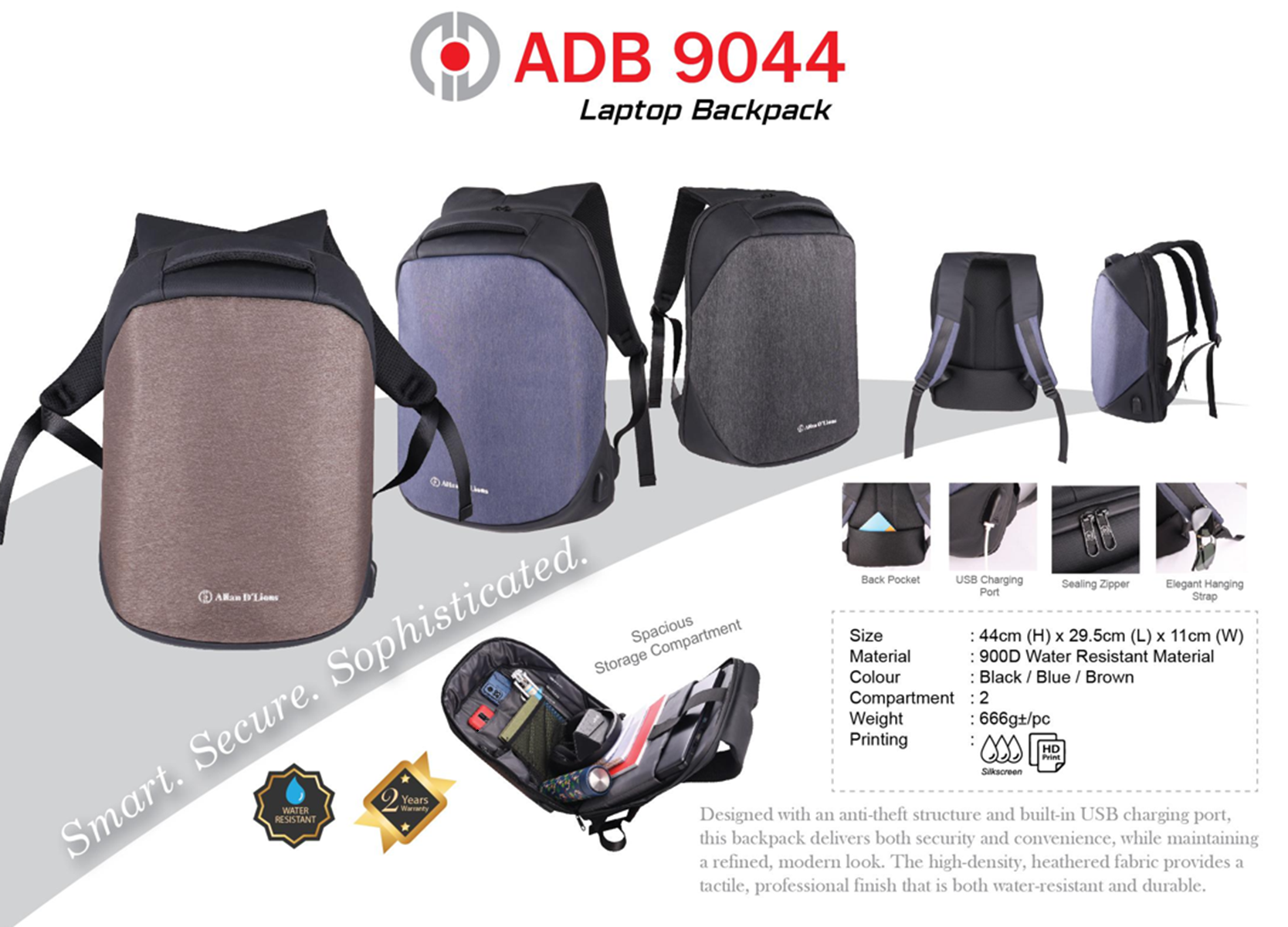 ADB 9044 Laptop Backpack