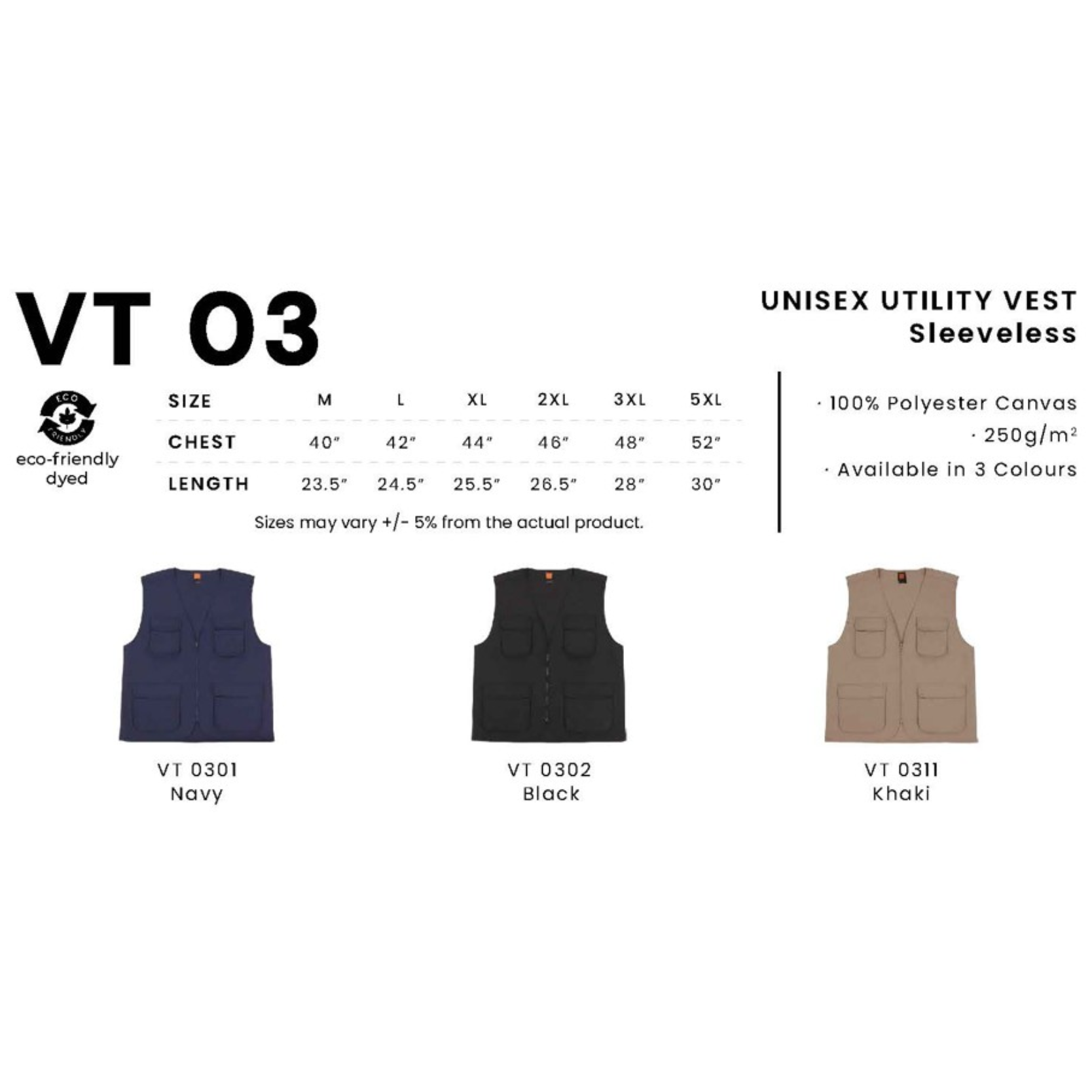 VT 03 UNISEX UTILITY VEST Sleeveless