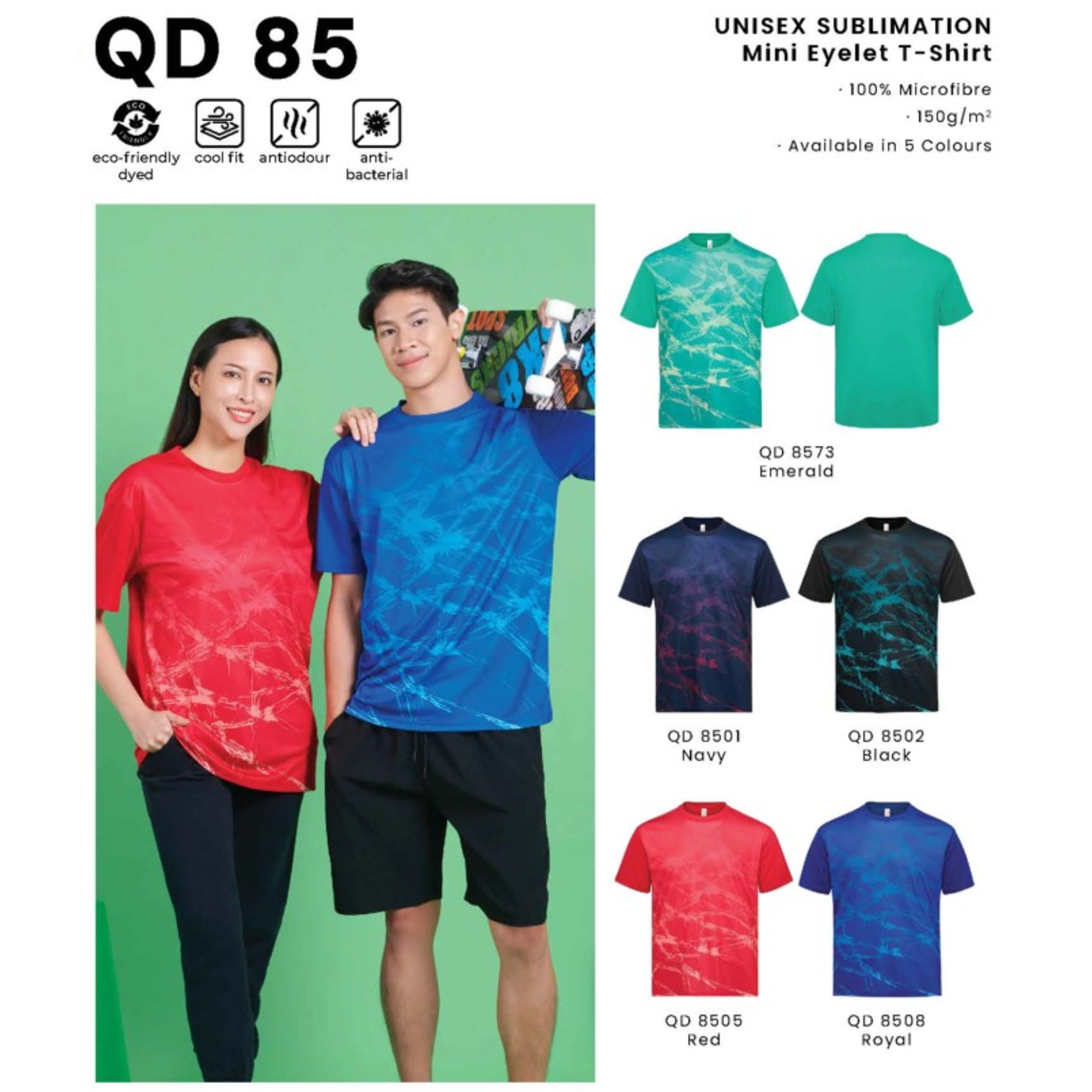 QD 85 UNISEX SUBLIMATION Mini Eyelet T-Shirt