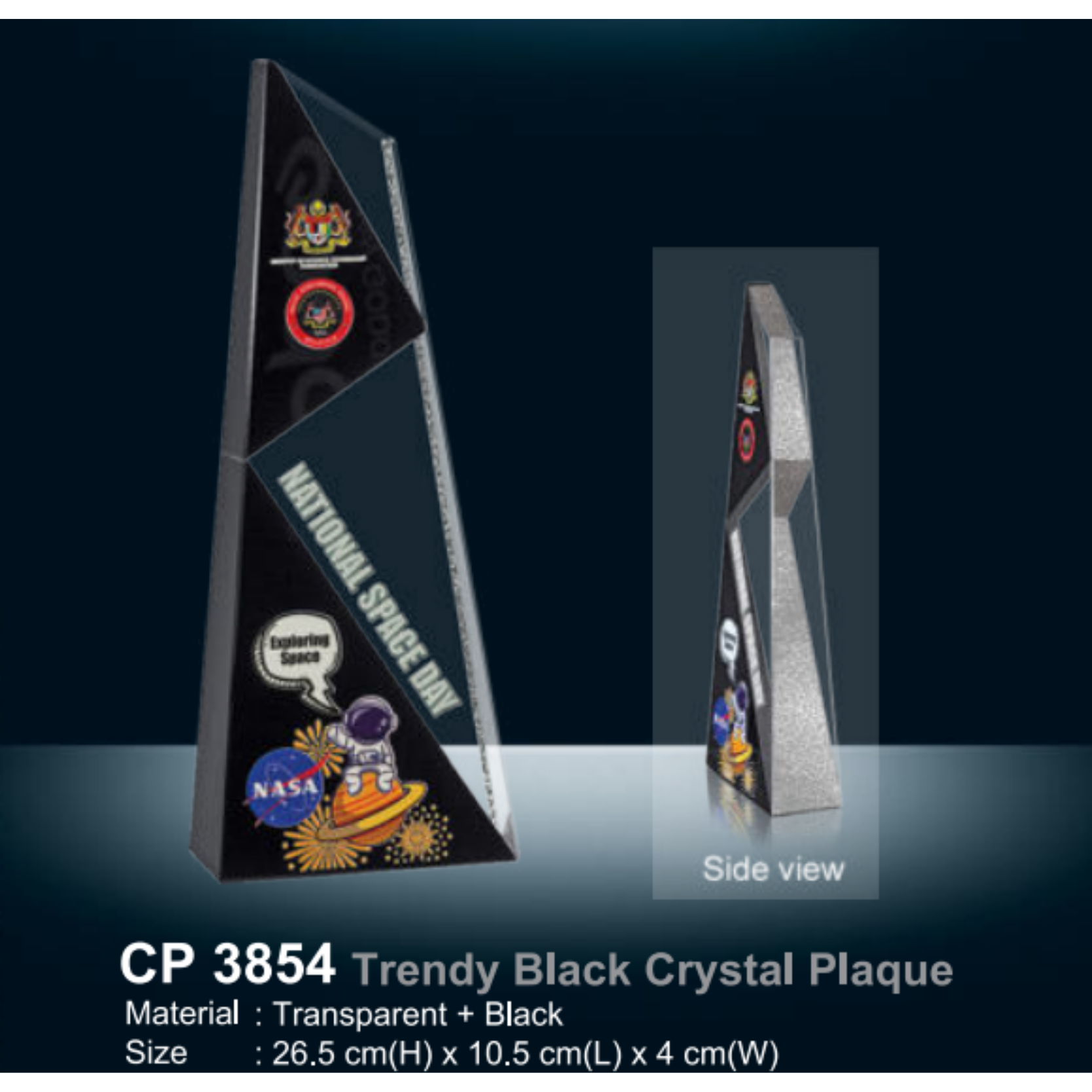 Trendy Black Crystal Plaque