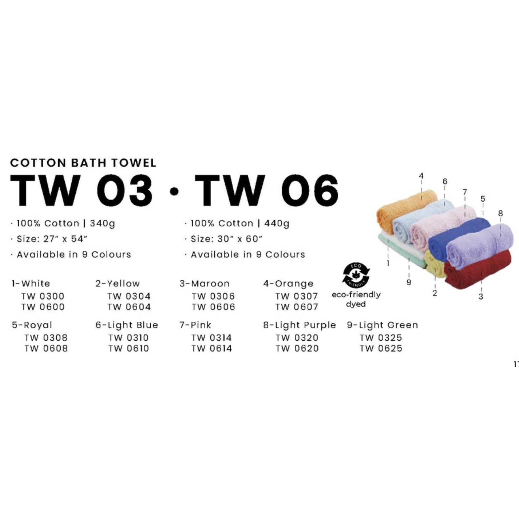 TW 03, 06 COTTON BATH TOWEL