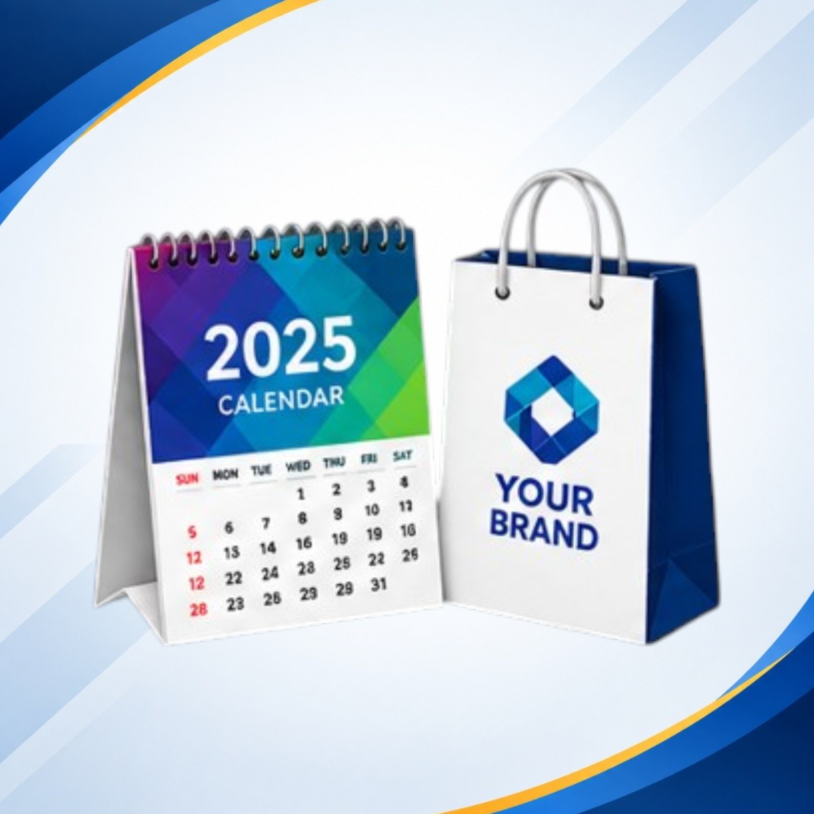 Full colour offset calendar and paper bag