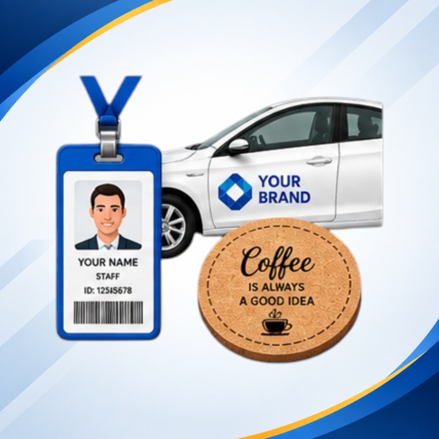 Custom made ID Card, Car sign, Coaster etc.